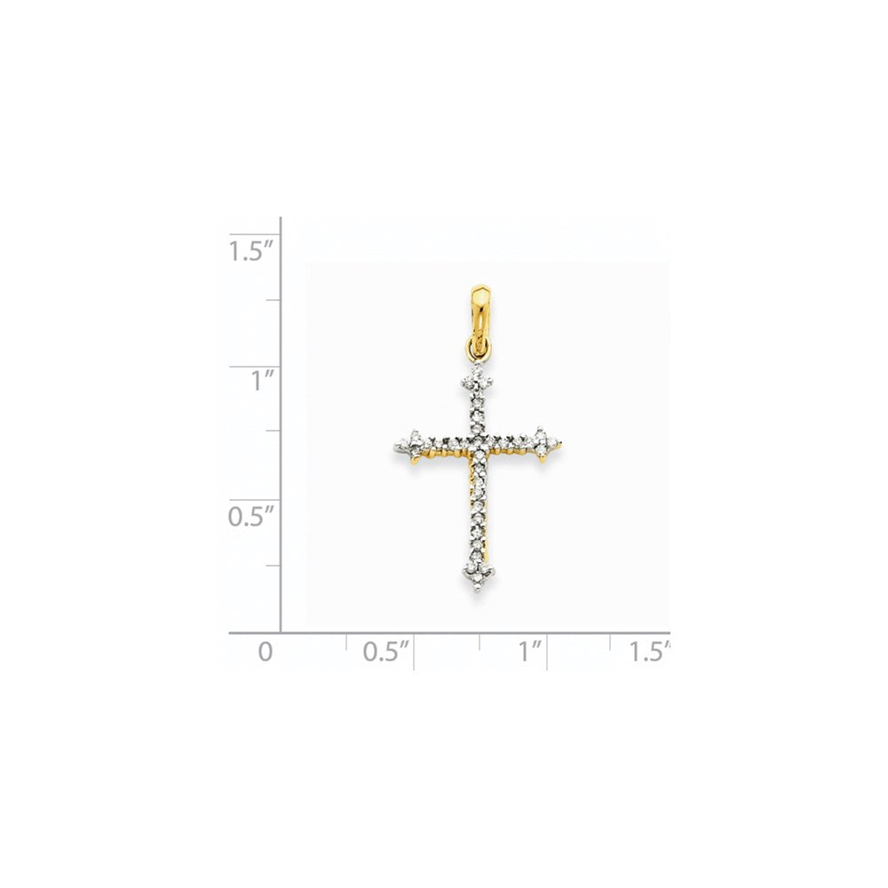 14K Yellow Gold Real Diamond Cross Pendant