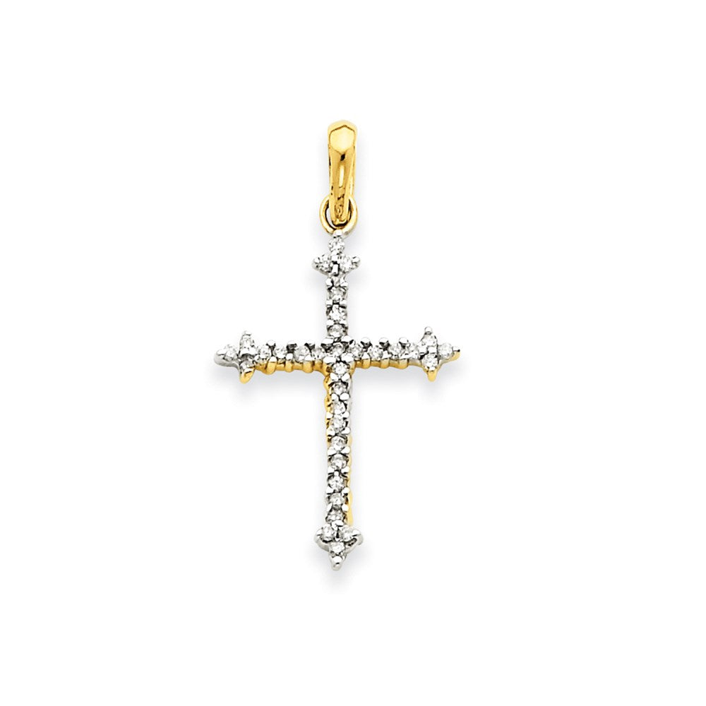 14K Yellow Gold Real Diamond Cross Pendant