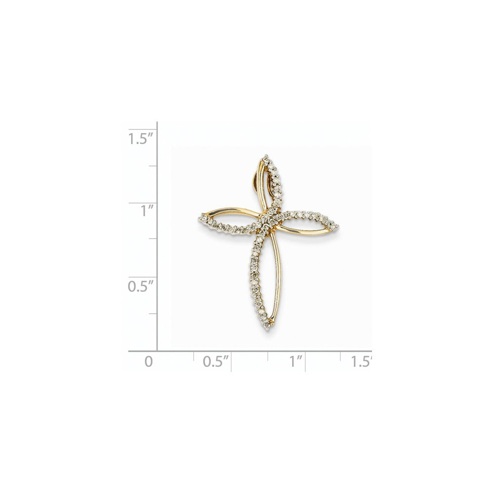 14K Yellow Gold Real Diamond Cross Pendant