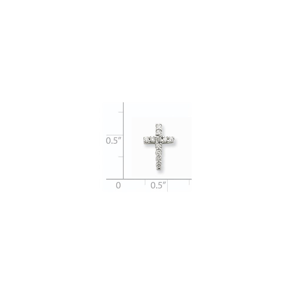 14k White Gold Real Diamond Cross Pendant