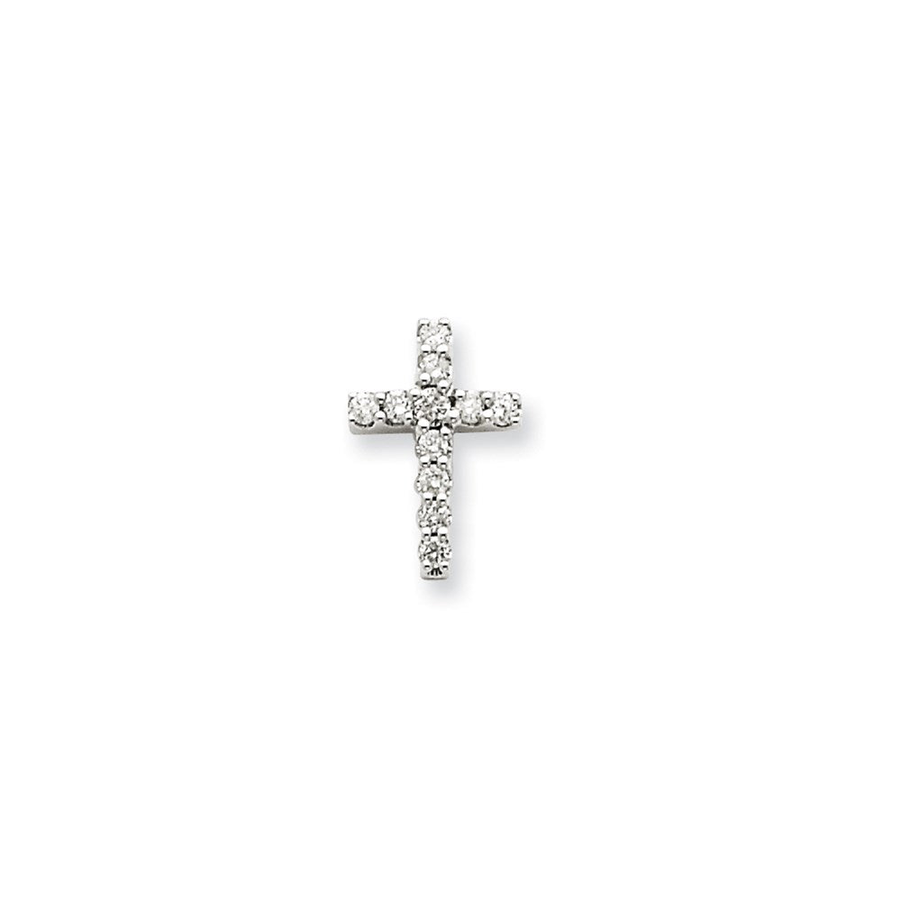 14k White Gold Real Diamond Cross Pendant