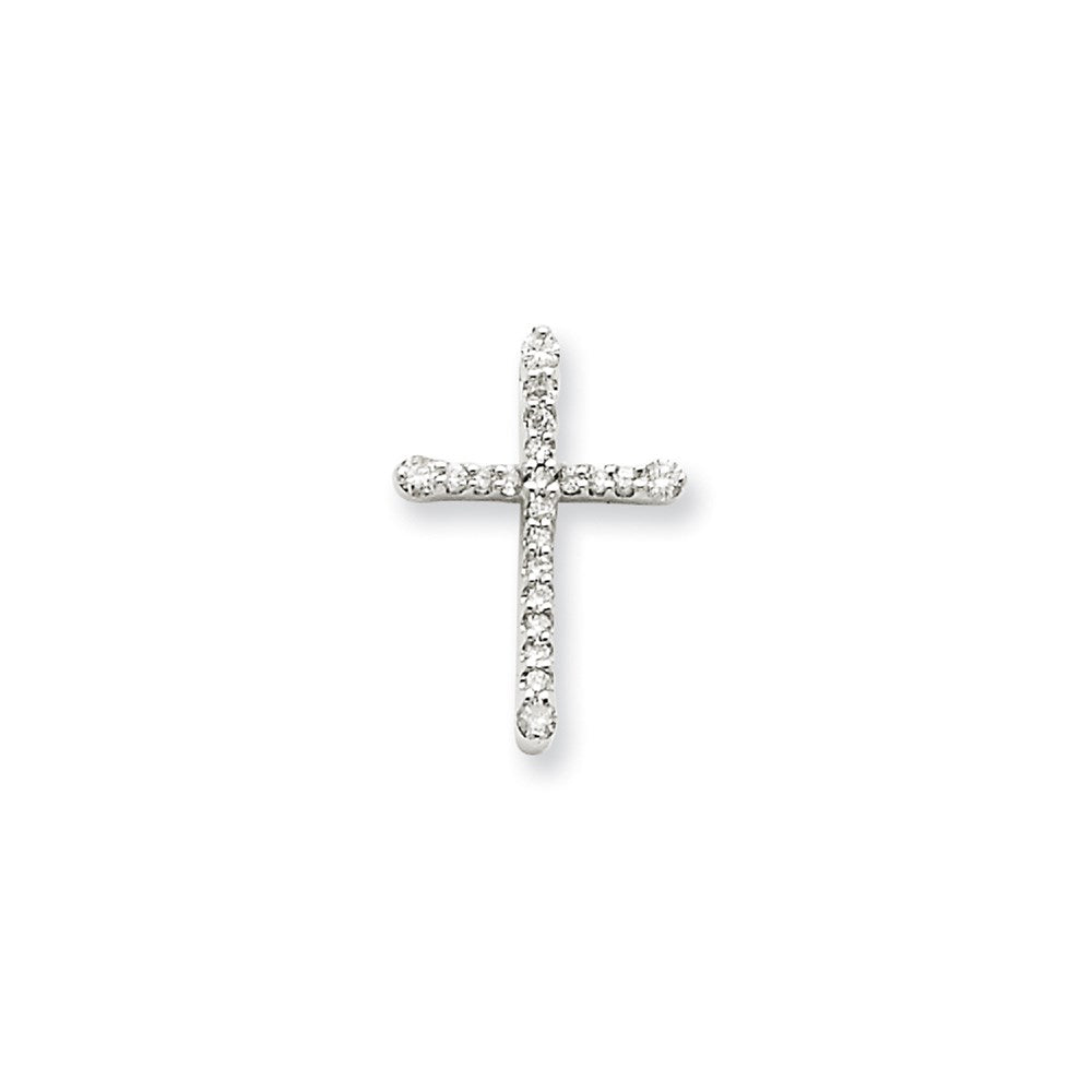 14k White Gold Real Diamond Cross Pendant