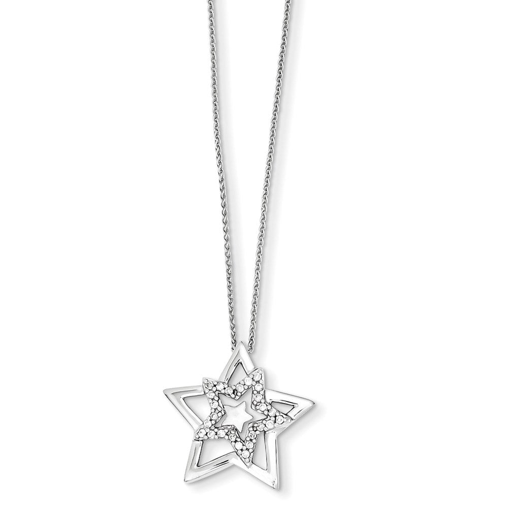 14k White Gold Real Diamond Simply Starz Pendant with 18 Chain