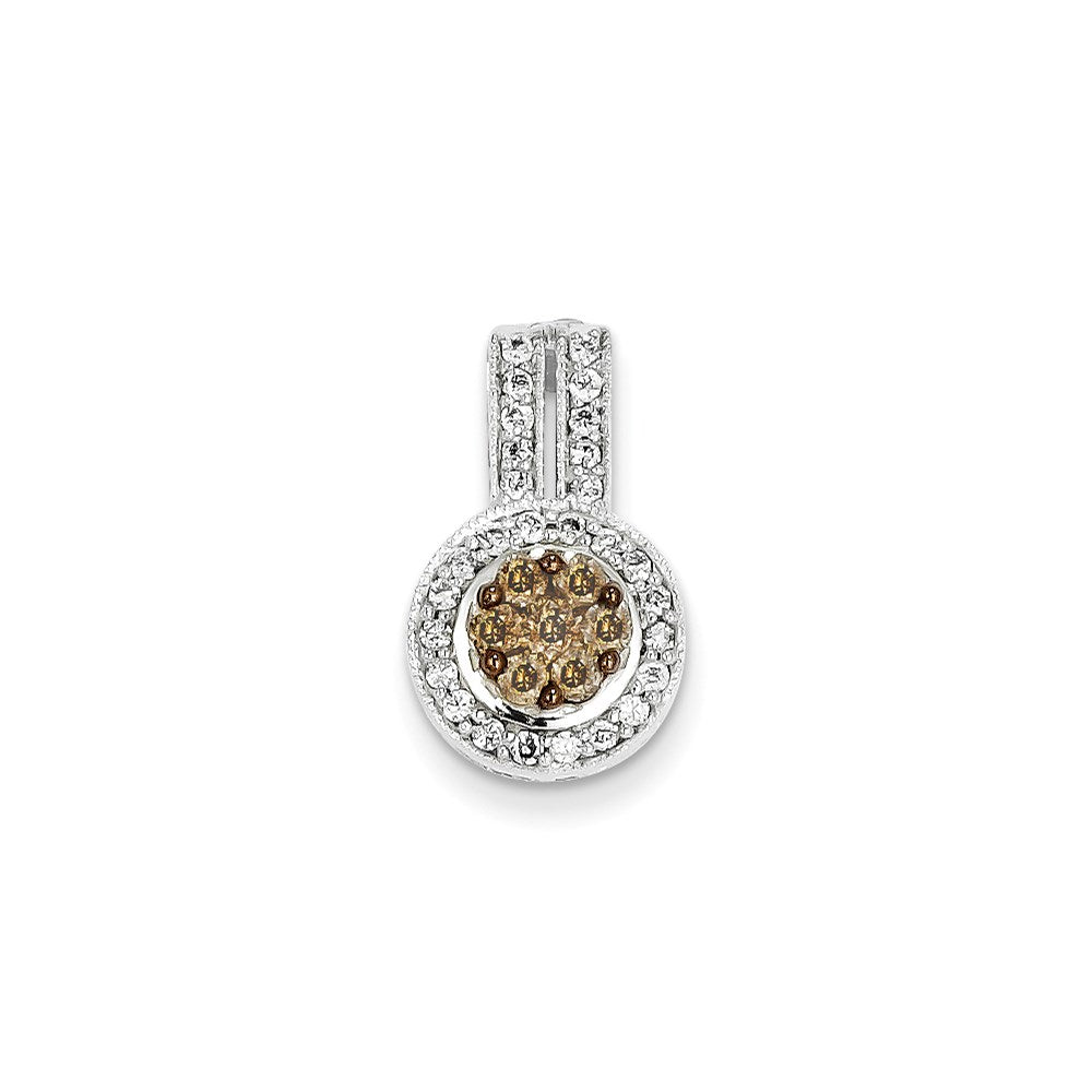 14k Yellow Gold & Rhodium Champagne & White Real Diamond Chain Slide