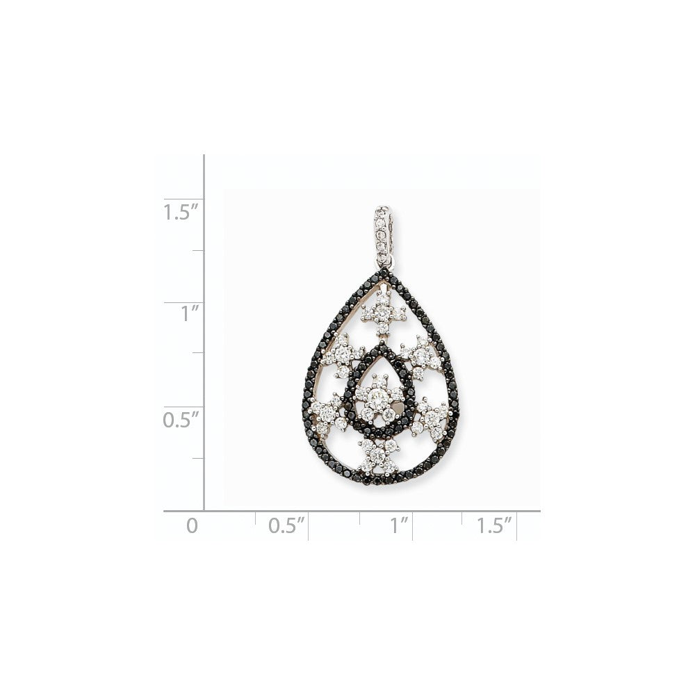 14K White Gold White & Black Real Diamond Pendant