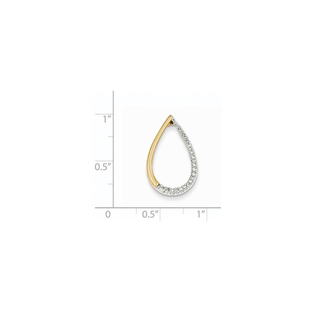 14K Yellow Gold Real Diamond Teardrop Pendant