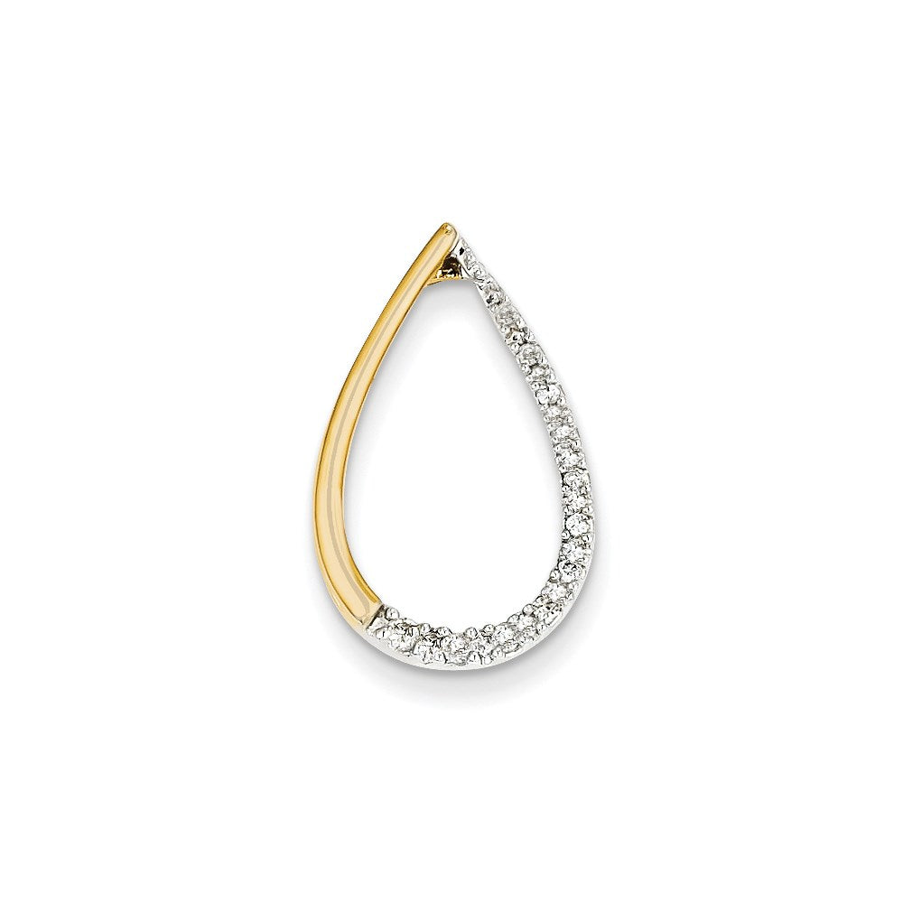 14K Yellow Gold Real Diamond Teardrop Pendant