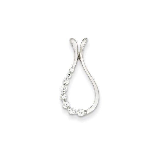 14k White Gold Real Diamond Teardrop Pendant