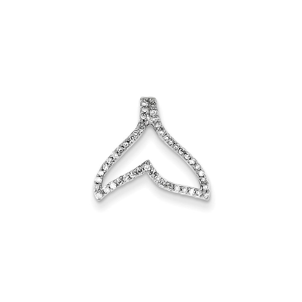 14k White Gold Real Diamond Whale Tail Chain Slide