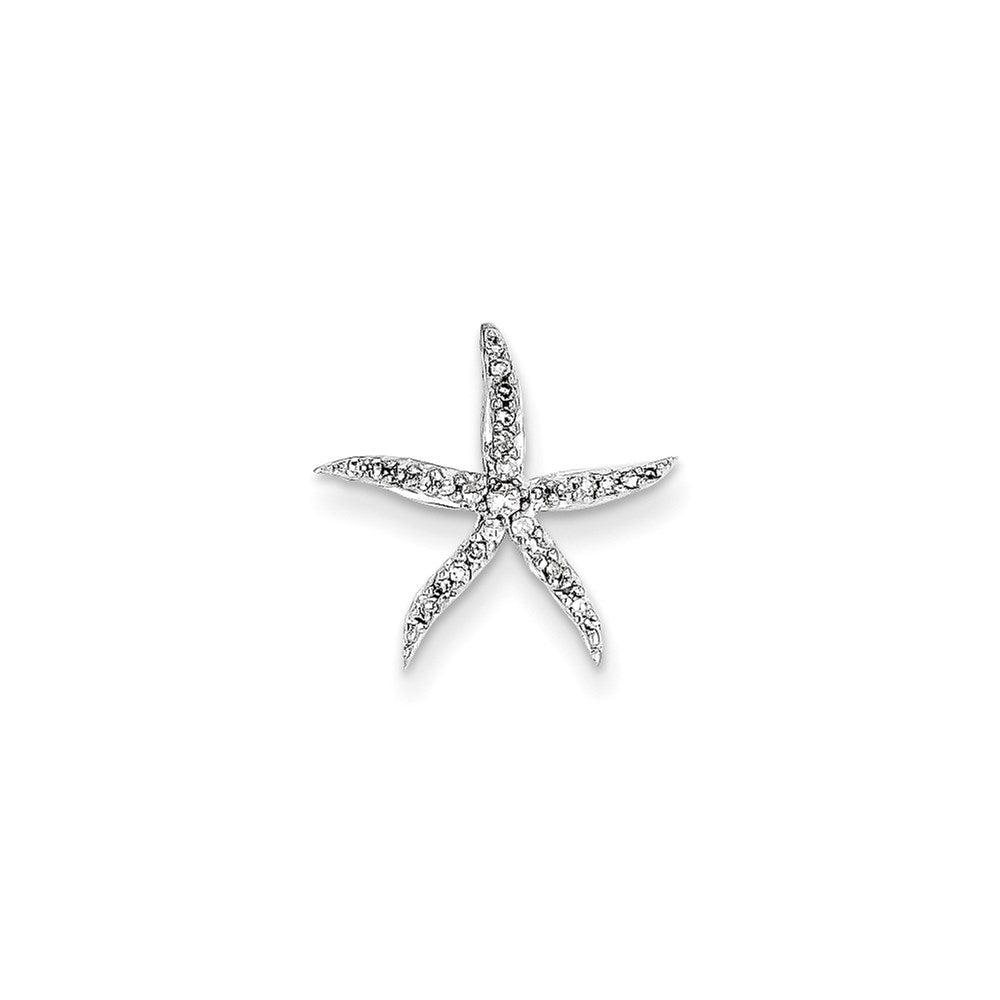 14k White Gold Real Diamond Star Fish Chain Slide Pendant