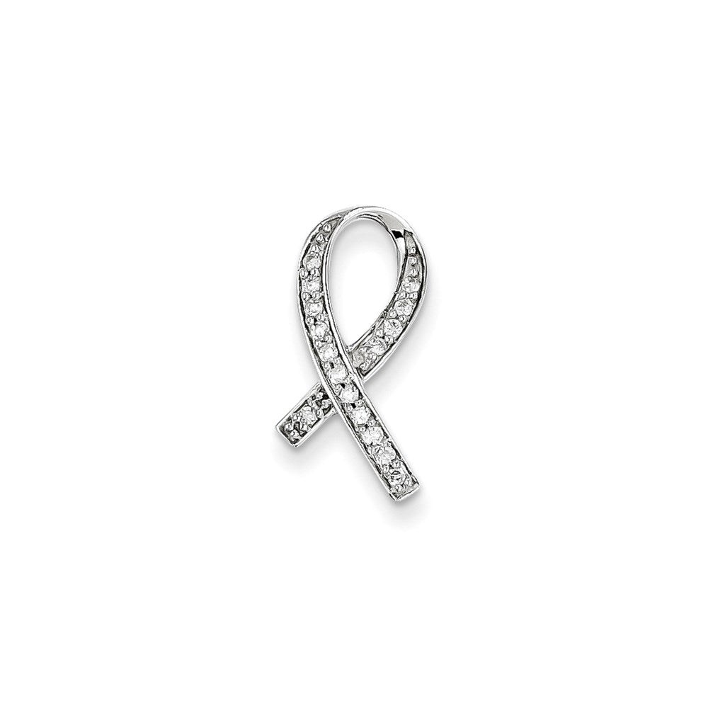 14k White Gold Real Diamond Awareness Pendant