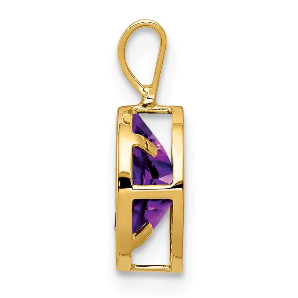 14K Yellow Gold 8x6mm Oval Amethyst bezel pendant