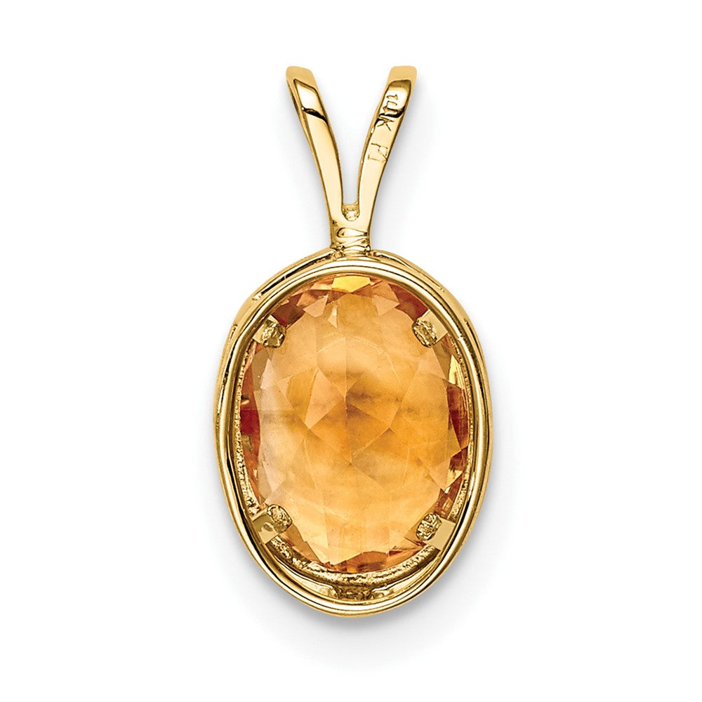 14K Yellow Gold 8x6mm Oval Citrine bezel pendant