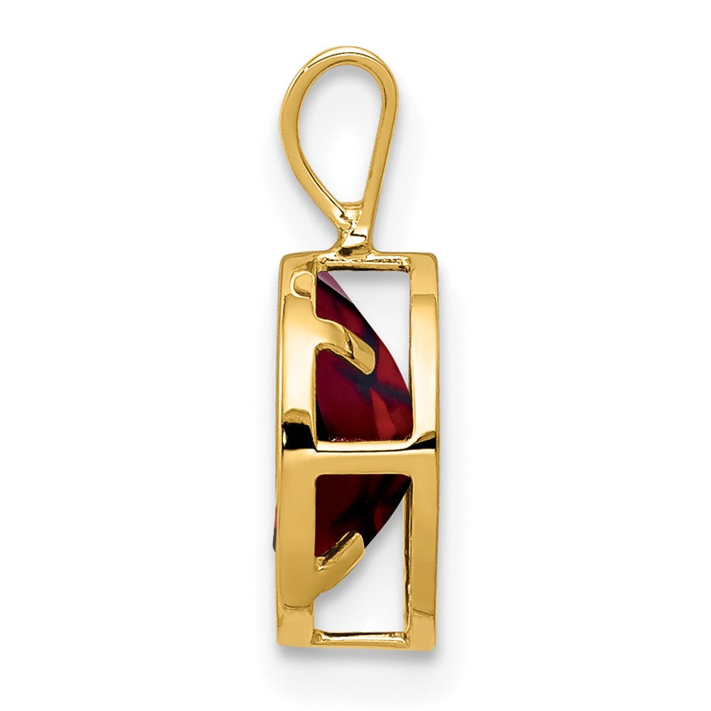 14K Yellow Gold 8x6mm Oval Garnet bezel pendant