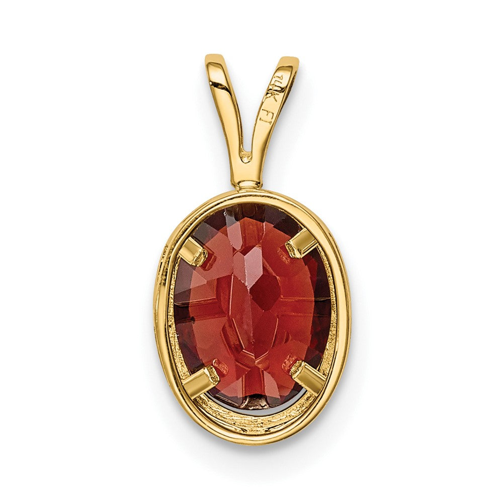 14K Yellow Gold 8x6mm Oval Garnet bezel pendant