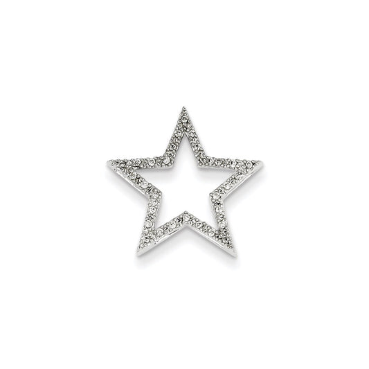 14k White Gold Small Real Diamond Star Chain Slide Pendant