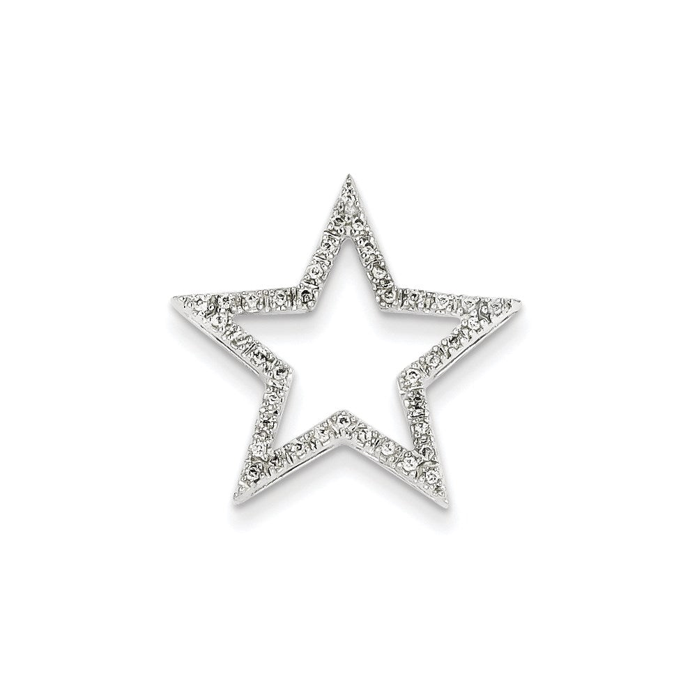 14k White Gold Large Real Diamond Star Chain Slide Pendant