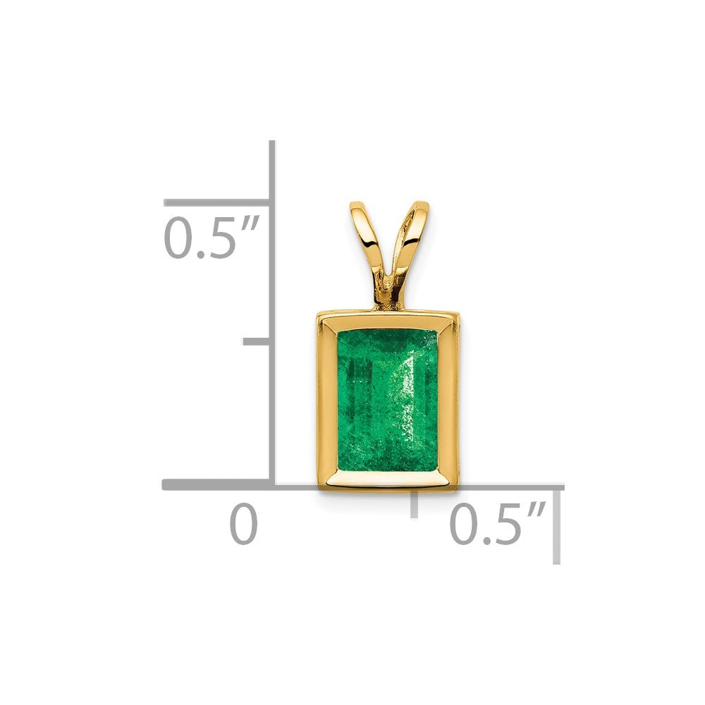 14K Yellow Gold 7x5mm Emerald Cut Emerald bezel pendant