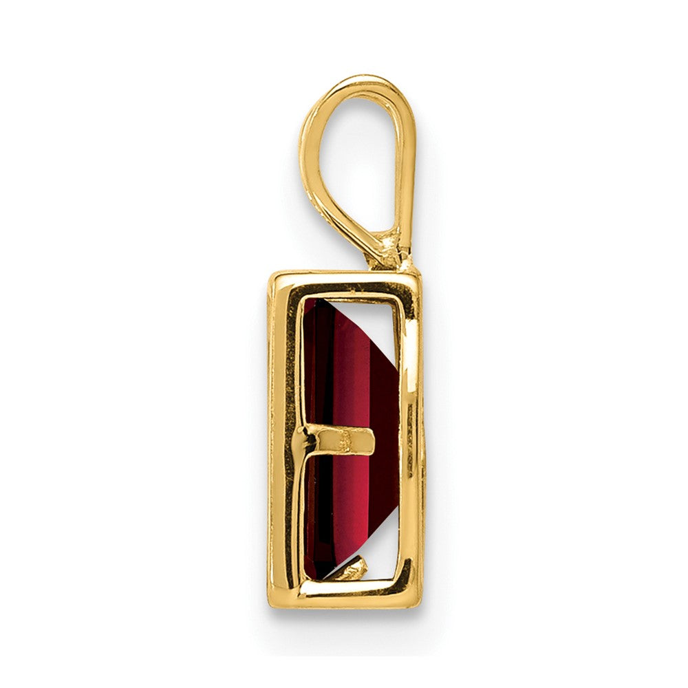 14K Yellow Gold 7x5mm Emerald Cut Garnet bezel pendant