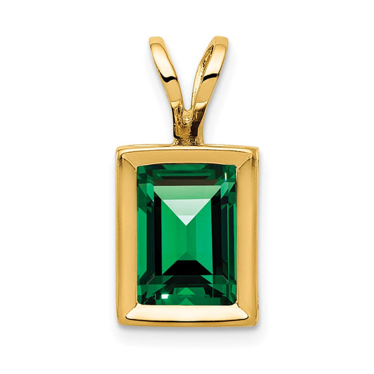 14K Yellow Gold 7x5mm Emerald Cut Mount St. Helens bezel pendant