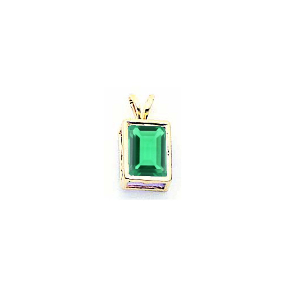 14K Yellow Gold 8x6mm Emerald Cut Mount St. Helens bezel pendant