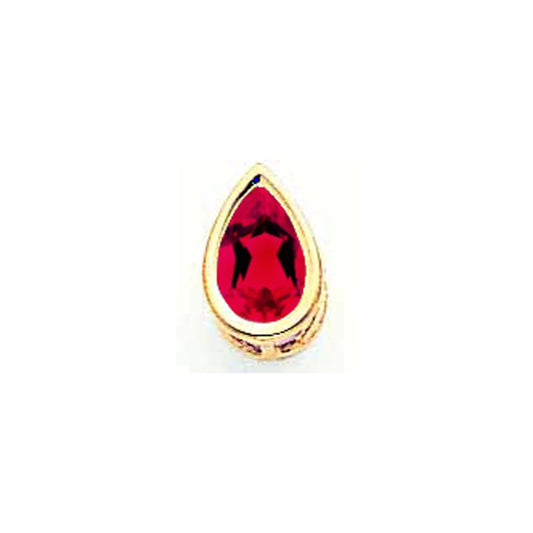 14K Yellow Gold 8x5mm Pear Ruby bezel pendant