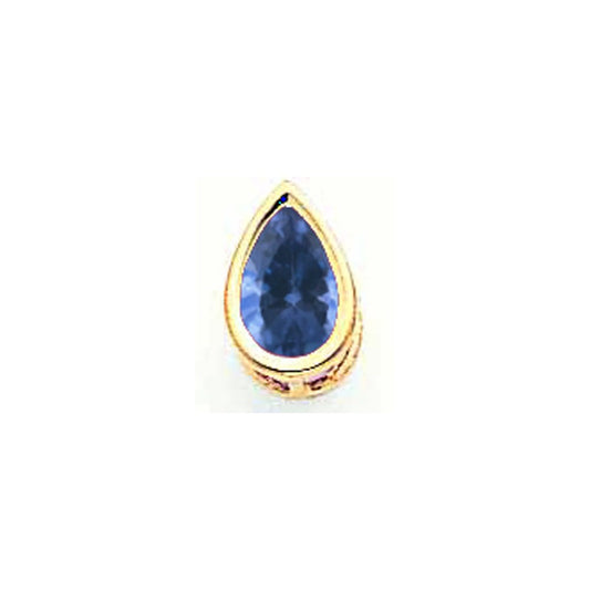 14K Yellow Gold 8x5mm Pear Sapphire bezel pendant