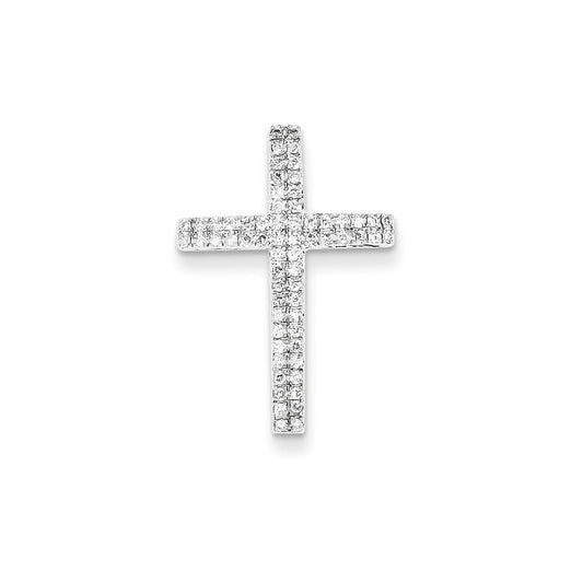 14K White Gold Real Diamond Cross Pendant/without chain