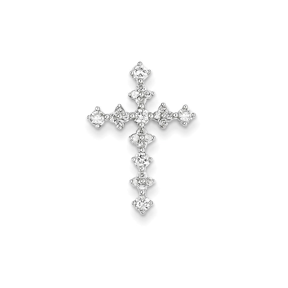 14k White Gold Real Diamond Passion Cross Pendant