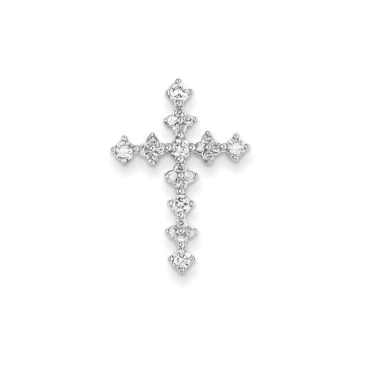 14k White Gold Real Diamond Passion Cross Pendant