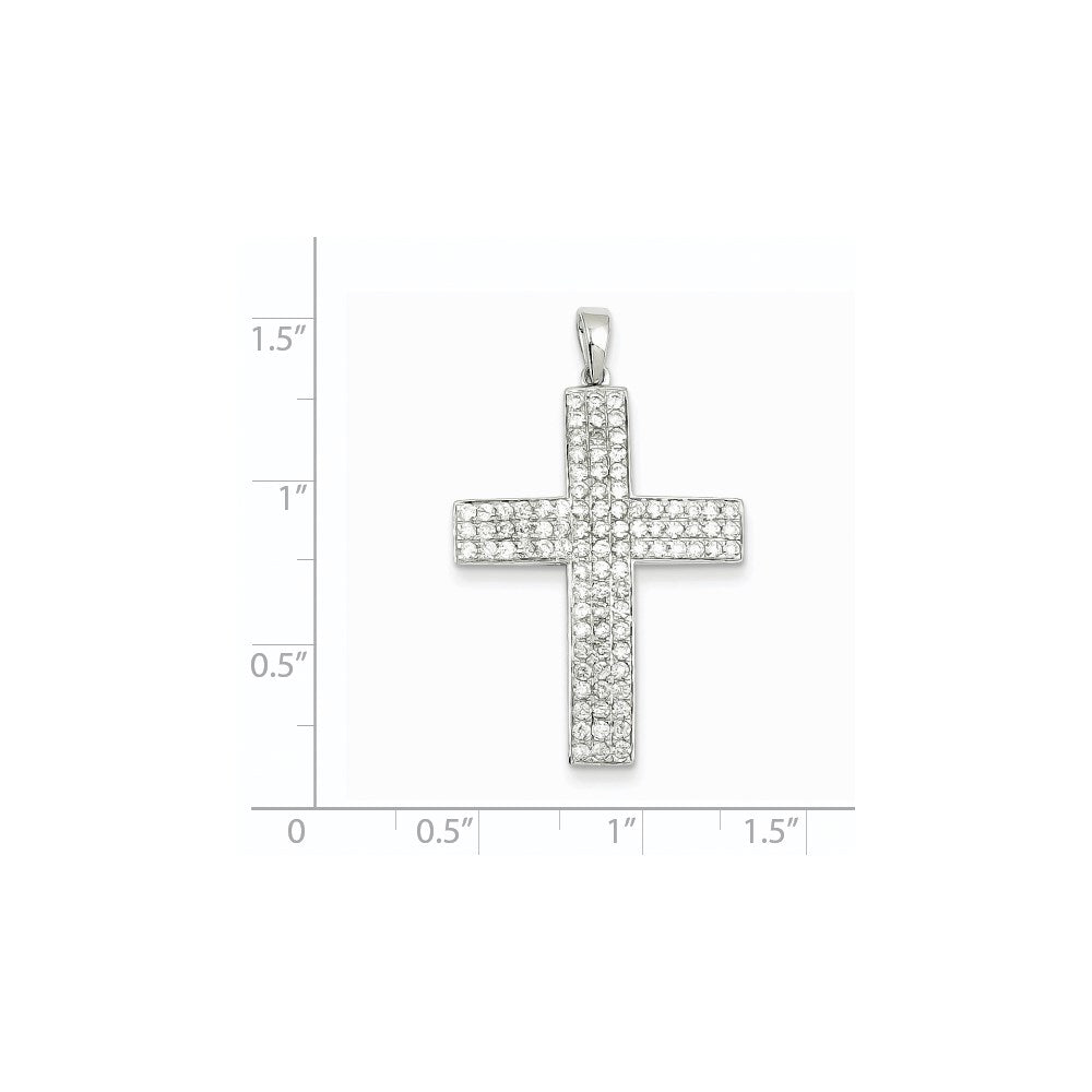 14k White Gold Real Diamond Latin Cross Pendant