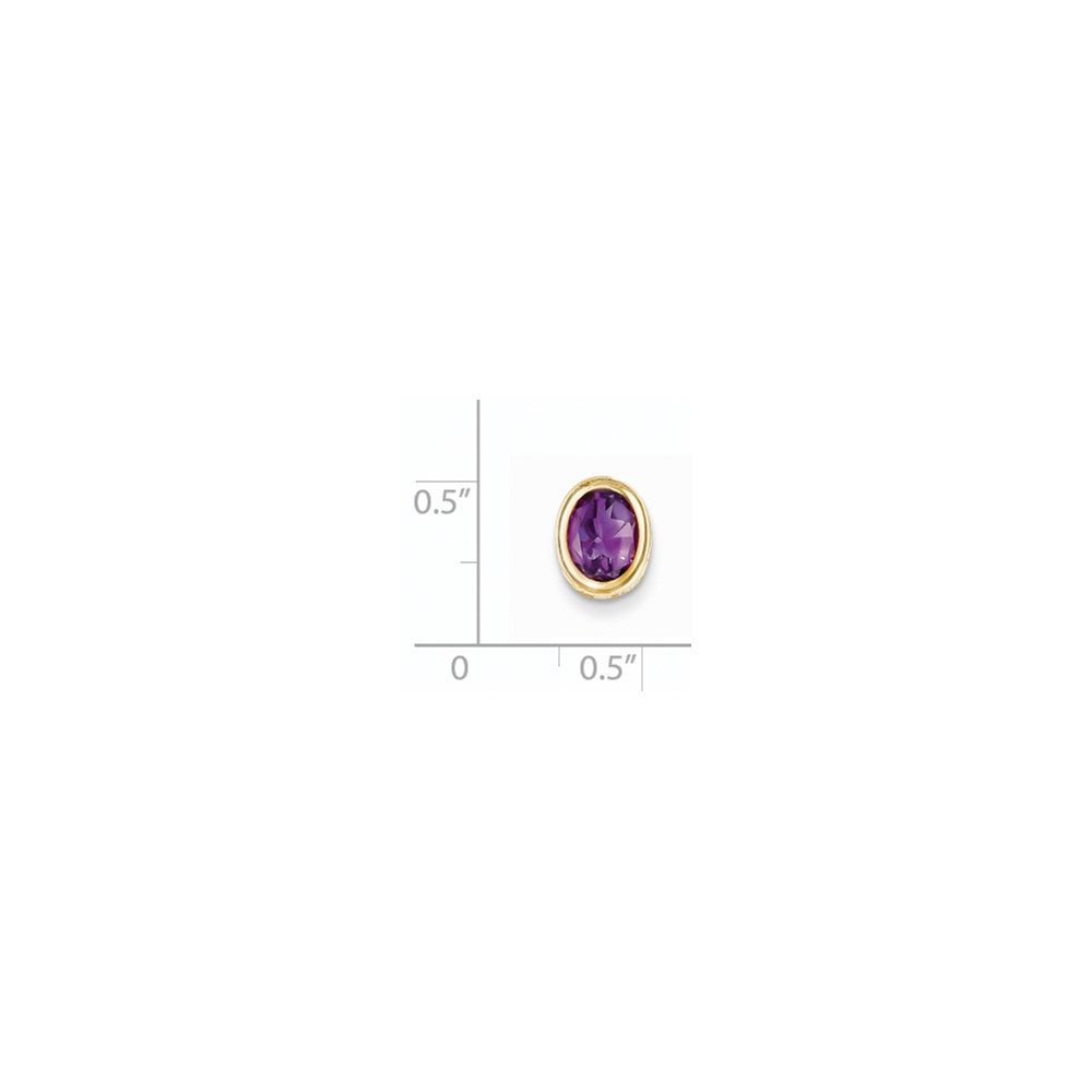 14K Yellow Gold 8x6mm Oval Amethyst bezel pendant