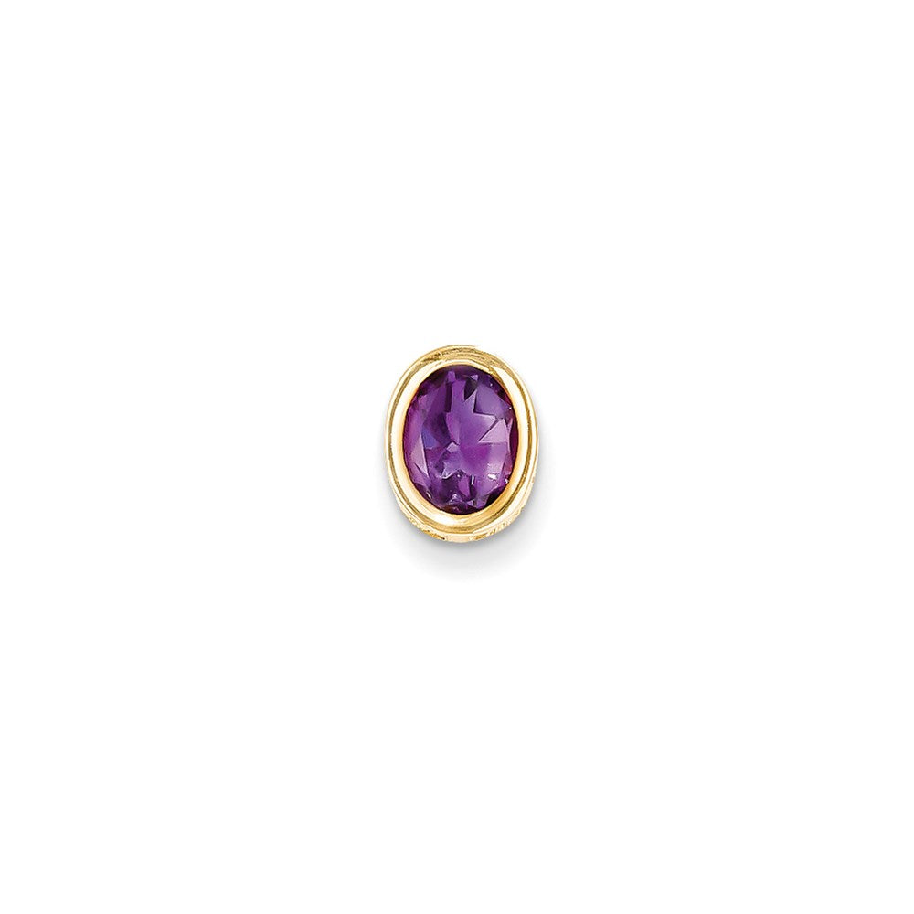 14K Yellow Gold 8x6mm Oval Amethyst Checker bezel pendant