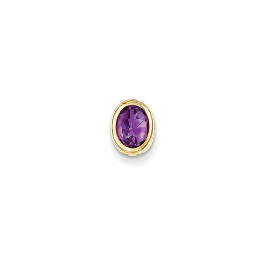 14K Yellow Gold 8x6mm Oval Amethyst bezel pendant