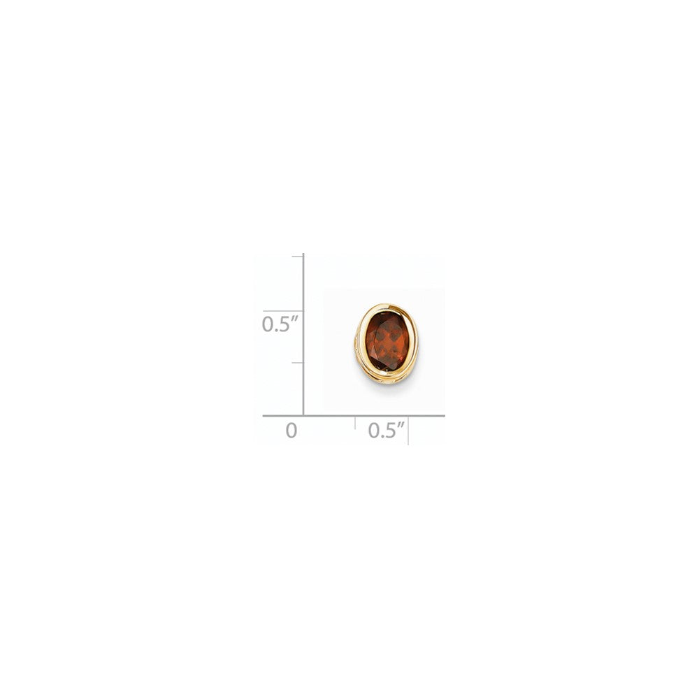 14K Yellow Gold 8x6mm Oval Garnet bezel pendant