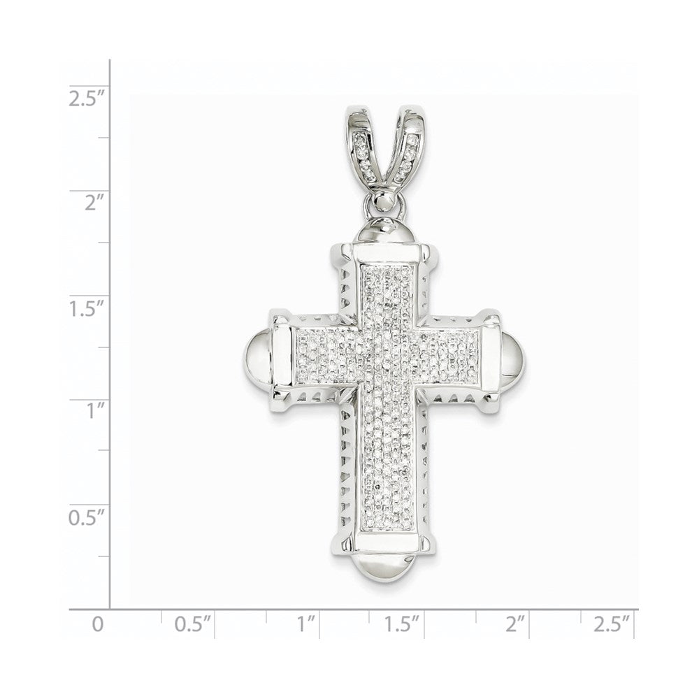 14k White Gold Diamond Cross Pendant