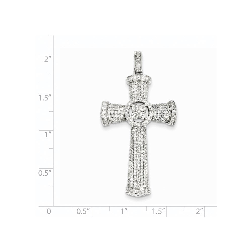 14k White Gold Real Diamond Cross Pendant