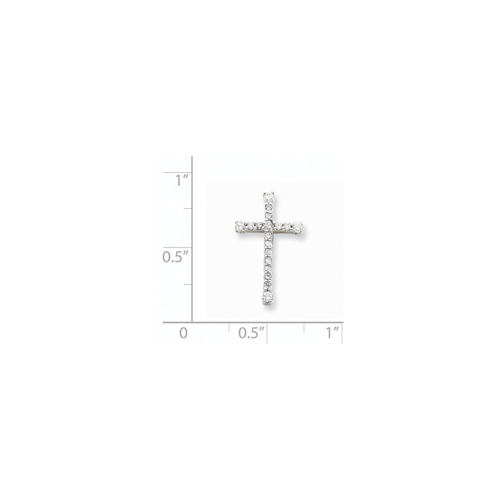 14k White Gold Real Diamond Cross Pendant