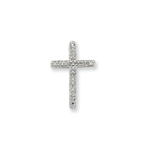 14k White Gold Real Diamond Cross Pendant