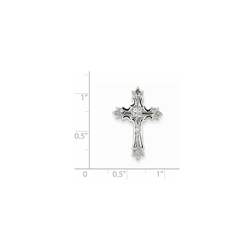 14K White Gold Real Diamond Cross Pendant