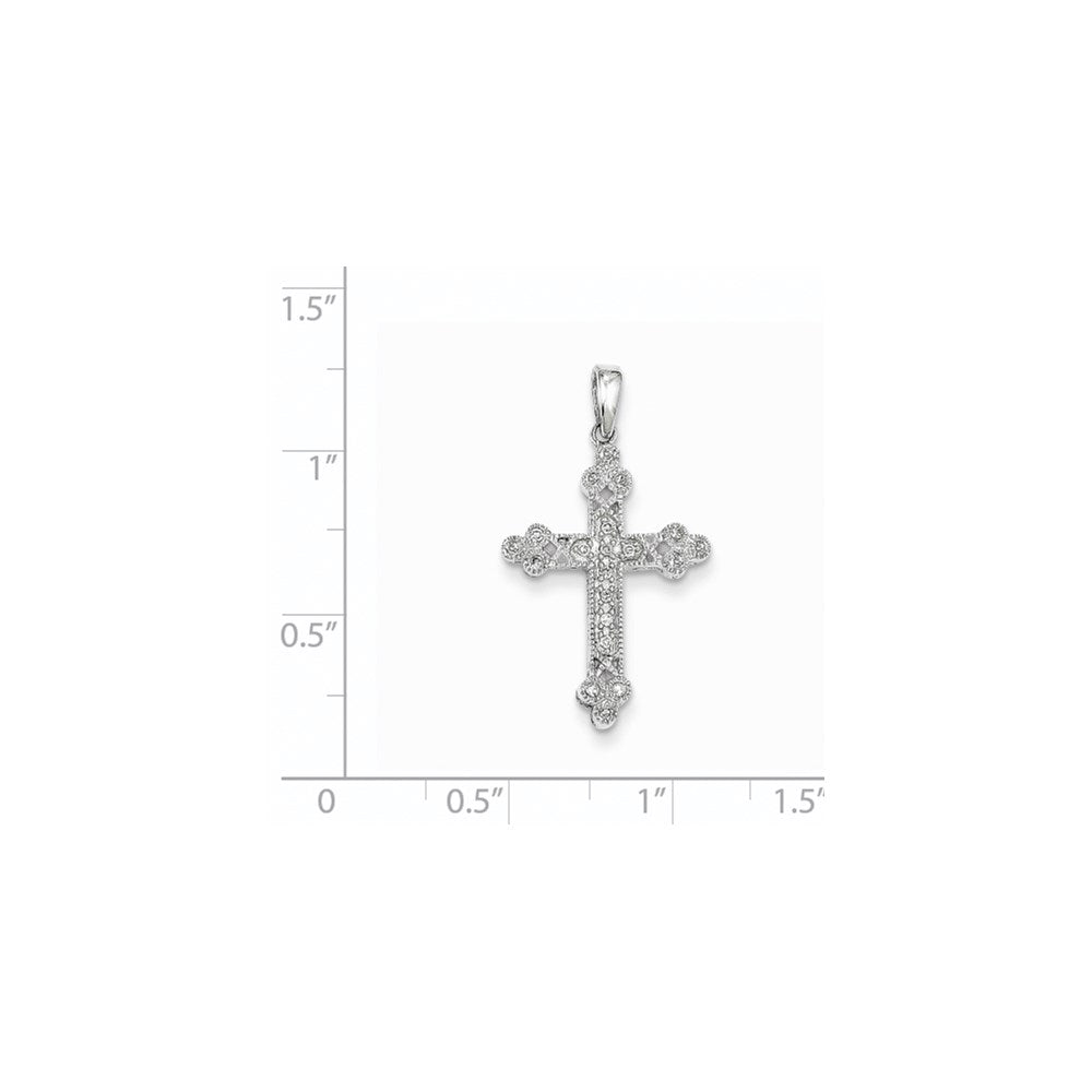 14K White Gold Diamond Filigree Cross Pendant