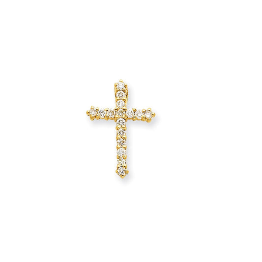 14K Yellow Gold VS Real Diamond Cross