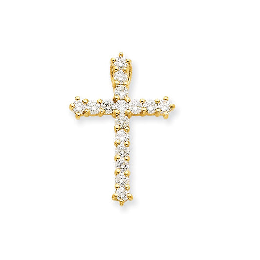 14K Yellow Gold A Real Diamond Cross