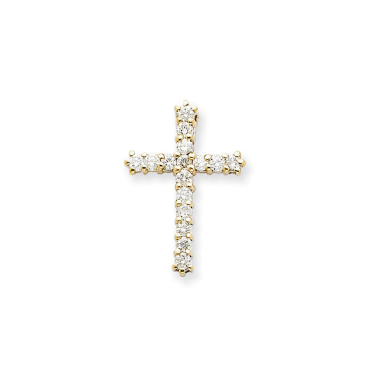 14k Rose Gold AA Real Diamond Cross Pendant