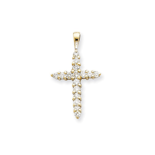 14k White Gold AA Diamond Cross Pendant