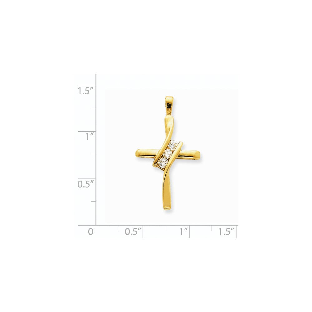 14K Yellow Gold VS Real Diamond Cross