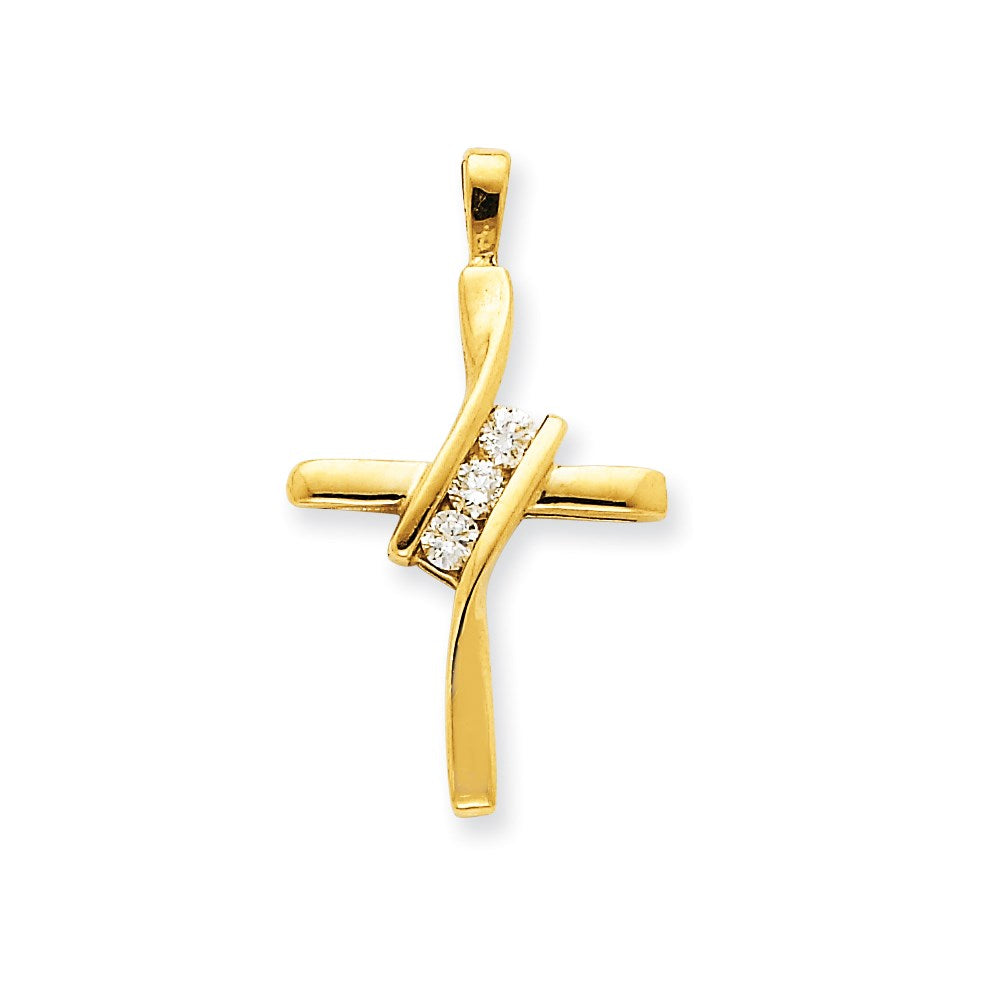 14K Yellow Gold VS Real Diamond Cross