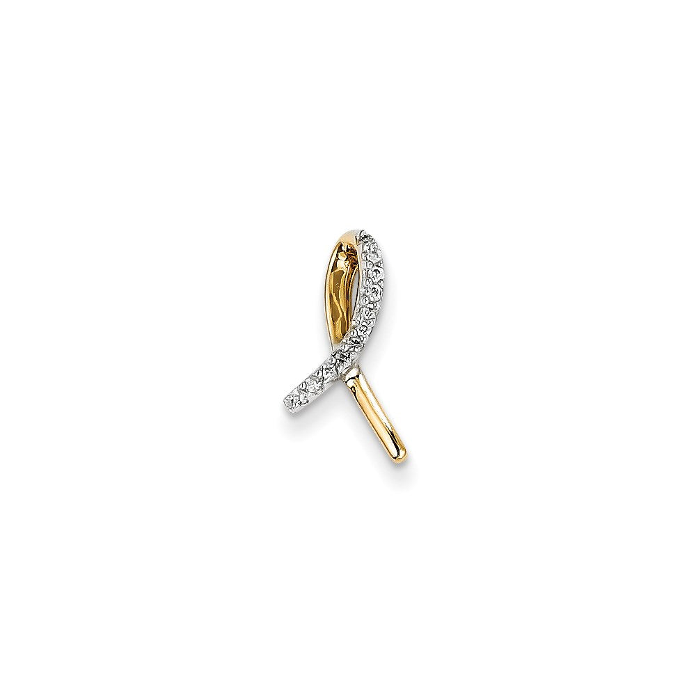 14K Yellow Gold Real Diamond Awareness Pendant