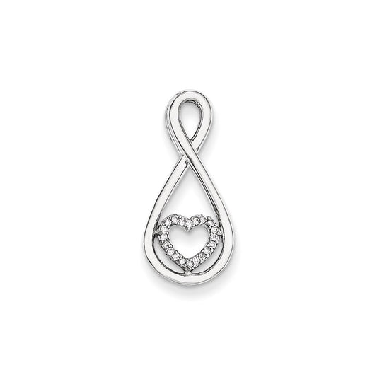 14K White Gold Real Diamond Heart in Teardrop Fashion Pendant