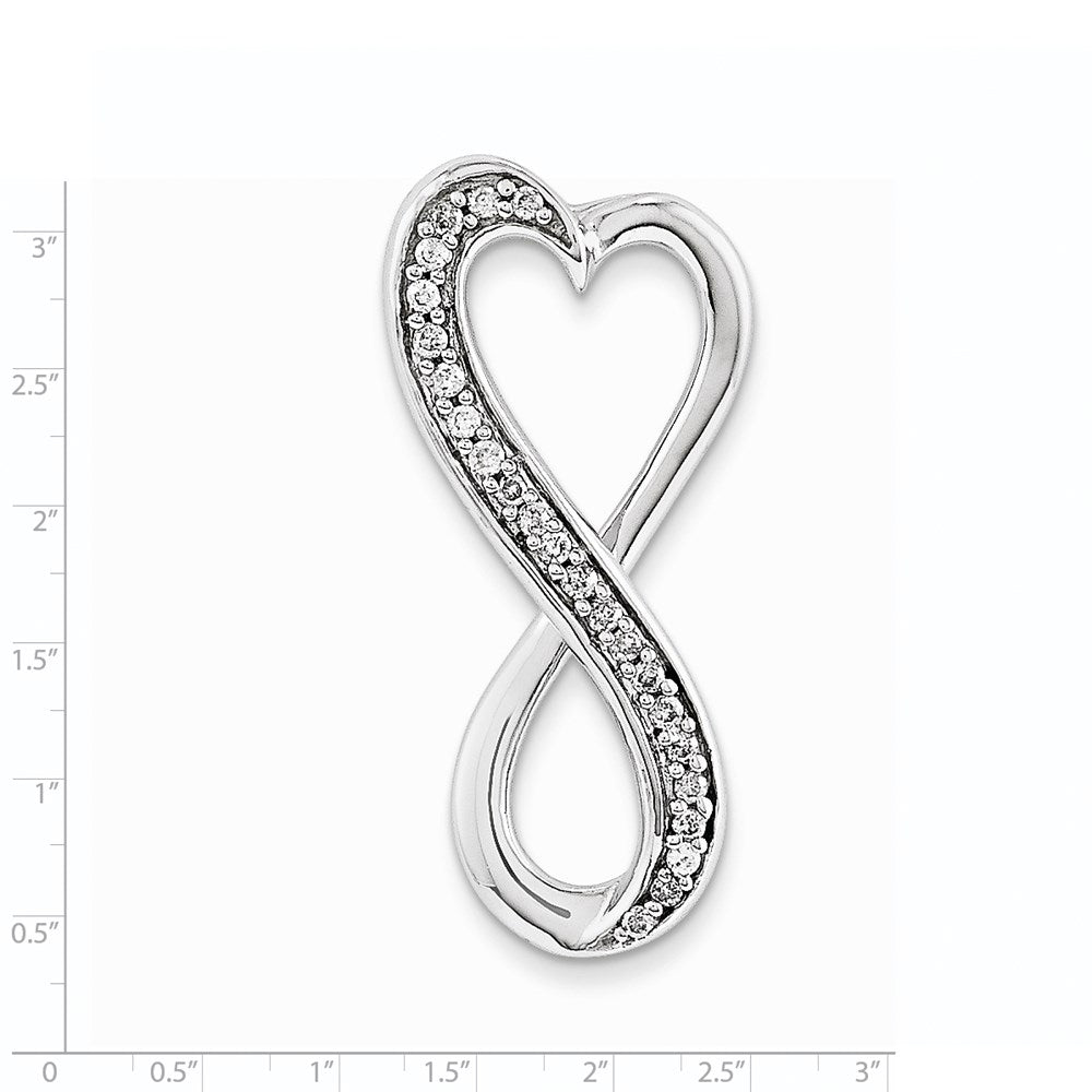 14K White Gold Real Diamond Freeform Heart Chain Slide Pendant Pendant